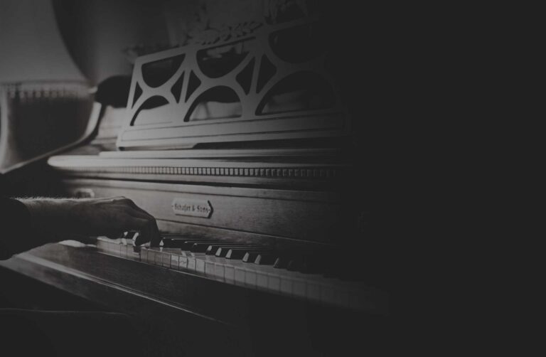 Man music black and white keyboard